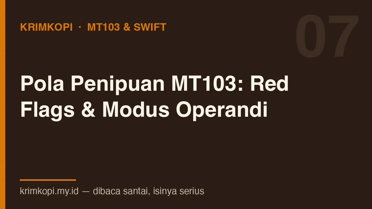 Pola Penipuan MT103 — Red Flags & Modus Operandi